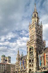 Image showing High towel of central building of The New Town Hall in Munich, Bavaria, Germany.