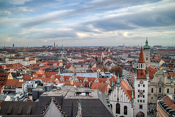 Image showing Panoramic urban landscape above historical part of Munich, Germany.