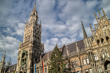 Image showing Gothic style of old central house of The New Town Hall in Munich, Bavaria, Germany.