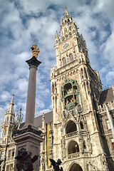 Image showing The New Town Hall and St. Marian column on the Marienplatz Munich, Germany.