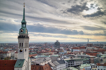 Image showing Aerial panoramic view above historical part of Munich, Germany.