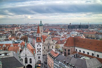 Image showing Townscape panoramic view above historical part of Munich, Germany.