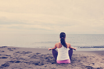 Image showing woman yoga beach