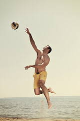 Image showing male beach volleyball game player