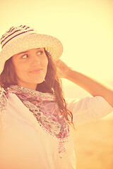 Image showing happy young woman on beach