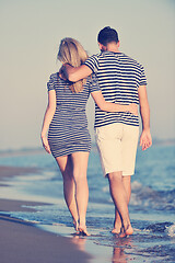 Image showing happy young couple have romantic time on beach