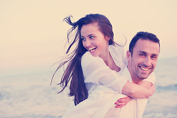 Image showing young couple  on beach have fun