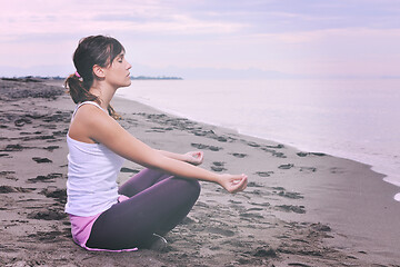 Image showing woman yoga beach