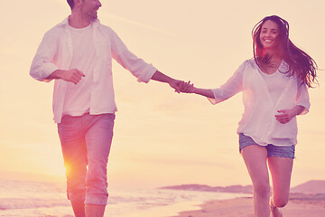 Image showing young couple  on beach have fun