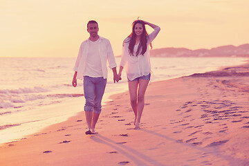 Image showing young couple  on beach have fun