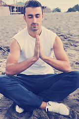 Image showing man yoga beach