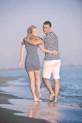 Image showing happy young couple have romantic time on beach