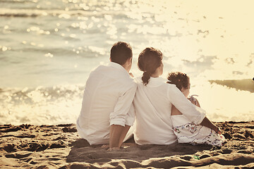 Image showing happy young  family have fun on beach