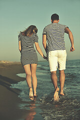 Image showing happy young couple have romantic time on beach