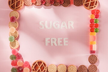 Image showing Sugar free cakes. Diet food. Top view. Healthy concept.