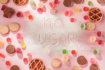 Image showing Sugar free cakes. Diet food. Top view. Healthy concept.