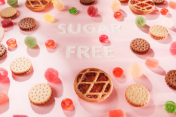 Image showing Sugar free cakes. Diet food. Top view. Healthy concept.