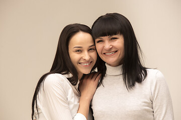 Image showing A portrait of a happy mother and daughter