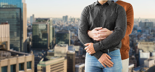 Image showing close up of hugging male gay couple