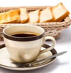 Image showing Coffee And Bread Shows Morning Meal And Break 