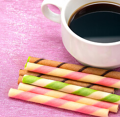 Image showing Coffee Break Cookies Indicates Biscuit Delicious And Barista 