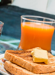 Image showing Breakfast Butter Toast Indicates Meal Time And Black 