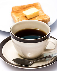 Image showing Coffee And Toast Shows Meal Time And Black 