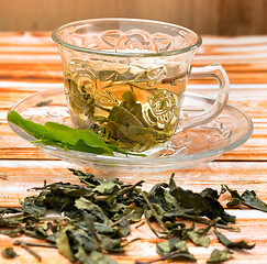 Image showing Green Tea Drink Shows Refreshments Thirsty And Refresh