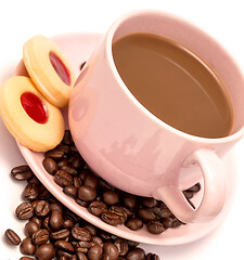 Image showing Cookies Coffee Break Means Hot Drink And Freshness 