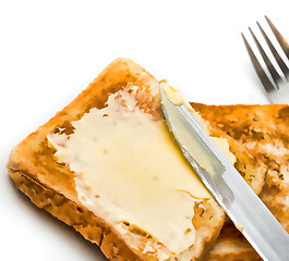 Image showing Bread With Butter Represents Morning Meal And Breaks 