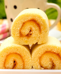 Image showing Cake Roll Means Swiss Rolls And Delicious 