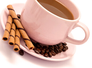 Image showing Coffee Break Cookies Shows Wafer Biscuits And Barista 