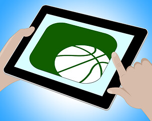 Image showing Basketball Online Represents Tablet Playing 3d Illustration