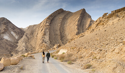 Image showing Hiking in israeli stone desert