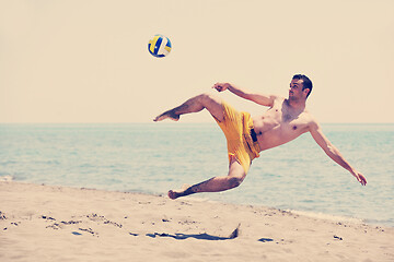 Image showing male beach volleyball game player