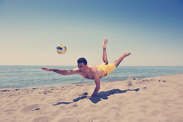 Image showing male beach volleyball game player