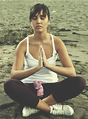 Image showing woman yoga beach