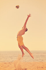 Image showing male beach volleyball game player