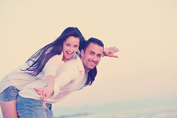 Image showing young couple  on beach have fun