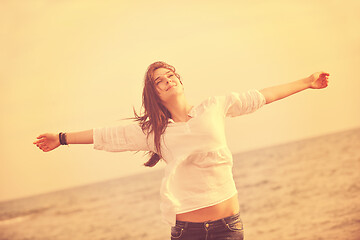 Image showing young woman enjoy on beach