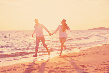 Image showing young couple  on beach have fun