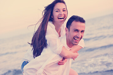 Image showing young couple  on beach have fun