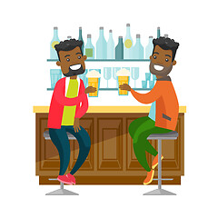 Image showing African-american friends drinking beer in a bar.