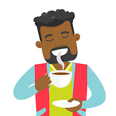 Image showing Young african-american man enjoying cup of coffee.