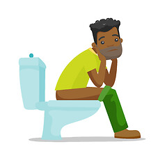 Image showing African-american man suffering from constipation.