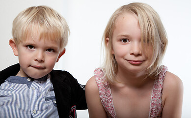 Image showing Portrait of a brother and sister in studio