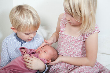 Image showing Portrait of a brother and sister in studio