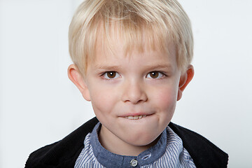 Image showing Portrait of a scandinavian young boy in studio