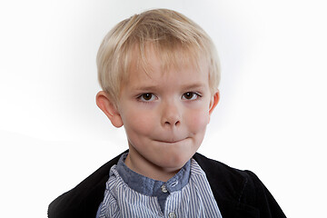 Image showing Portrait of a scandinavian young boy in studio