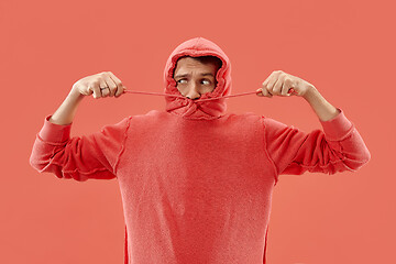 Image showing Portrait of the scared man on coral